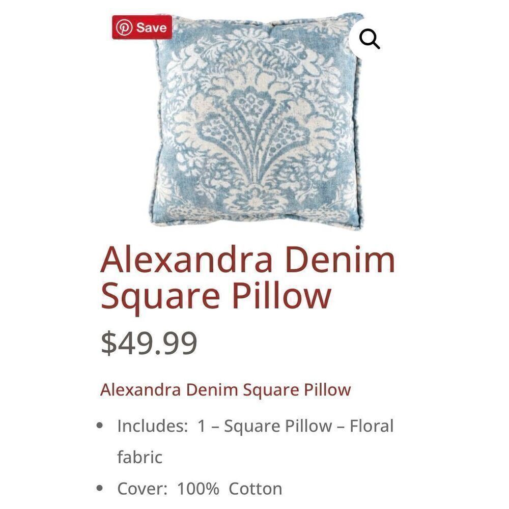 Alexandra Denim Square Pillows - Picture 4 of 8